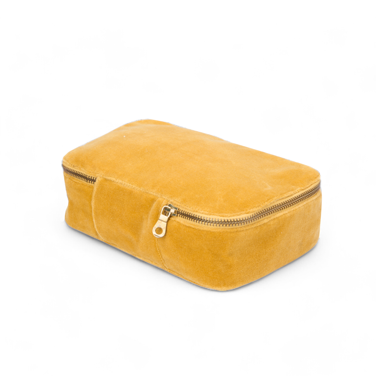 Set of 2 nesting boxes in MUSTARD colour velvet - travel accessory