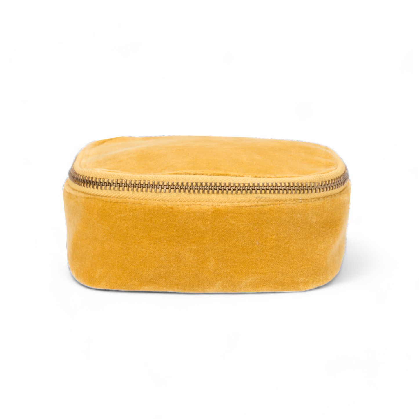 Set of 2 nesting boxes in MUSTARD colour velvet - travel accessory