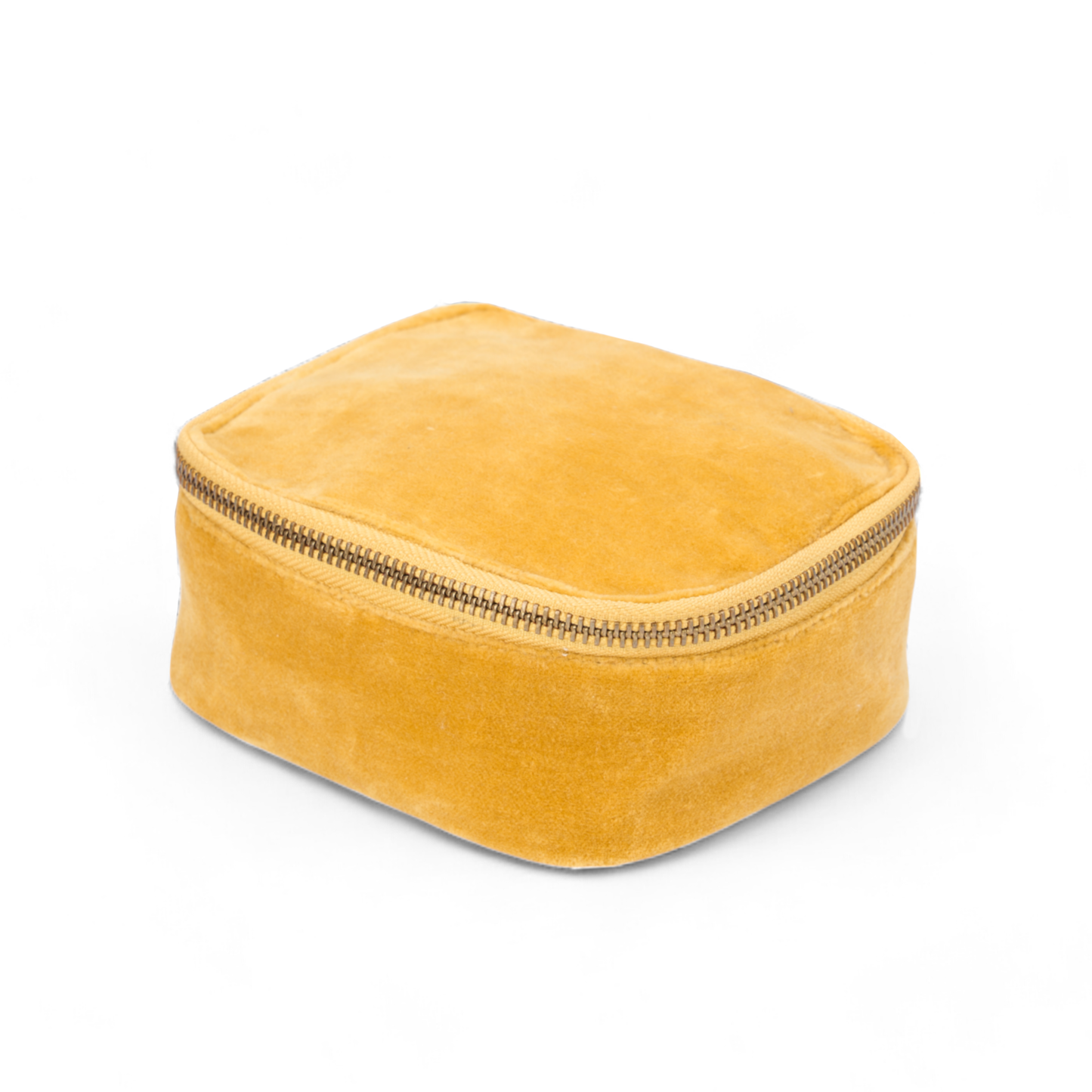 Set of 2 nesting boxes in MUSTARD colour velvet - travel accessory