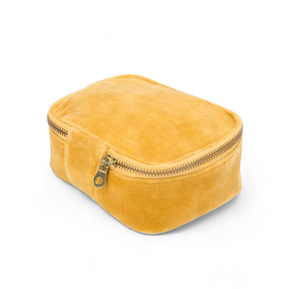 Set of 2 nesting boxes in MUSTARD colour velvet - travel accessory