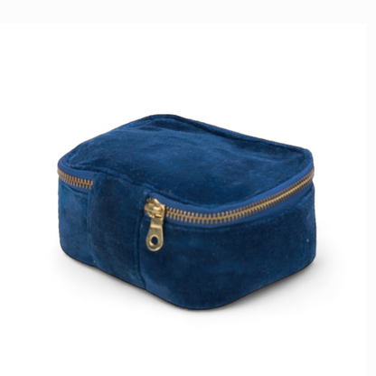 Set of 2 nesting boxes in NAVY BLUE colour velvet - travel accessory