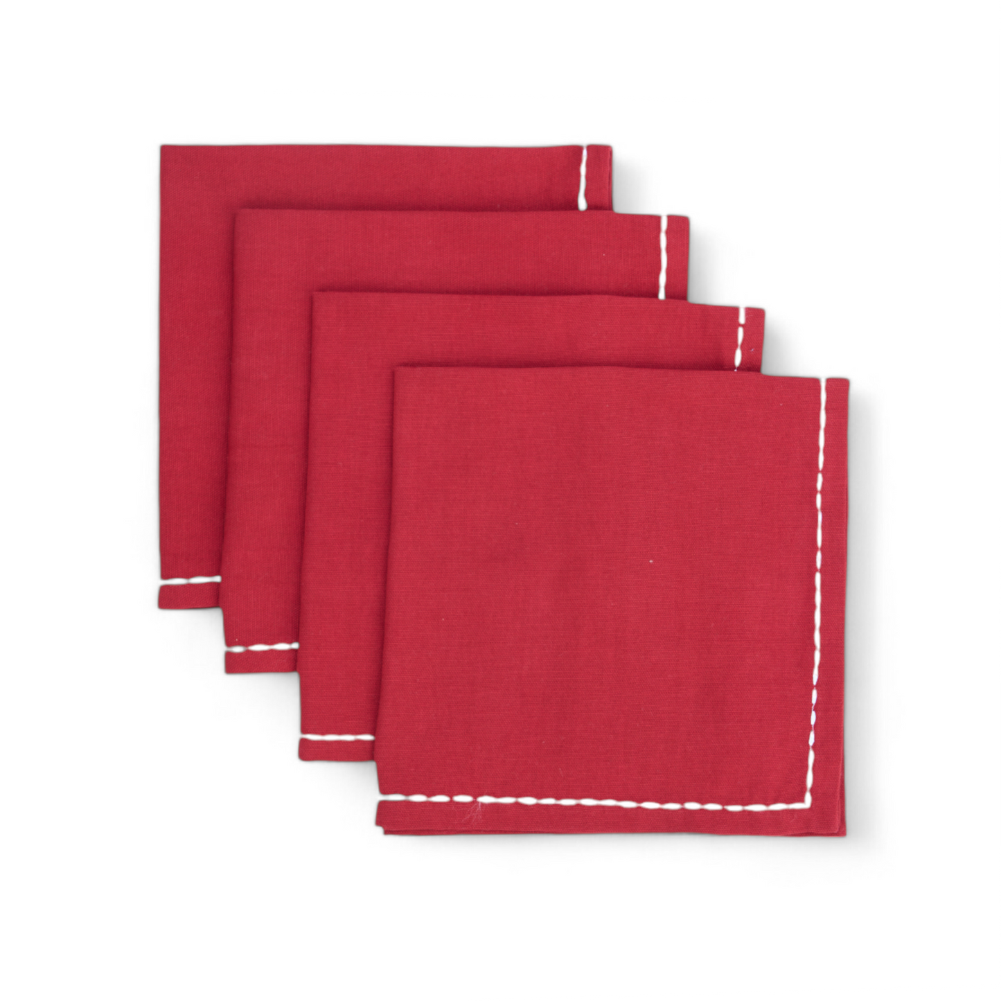 Christmas Table Linen GIFT PACK - in cotton with poinsettia print and wave embroidery