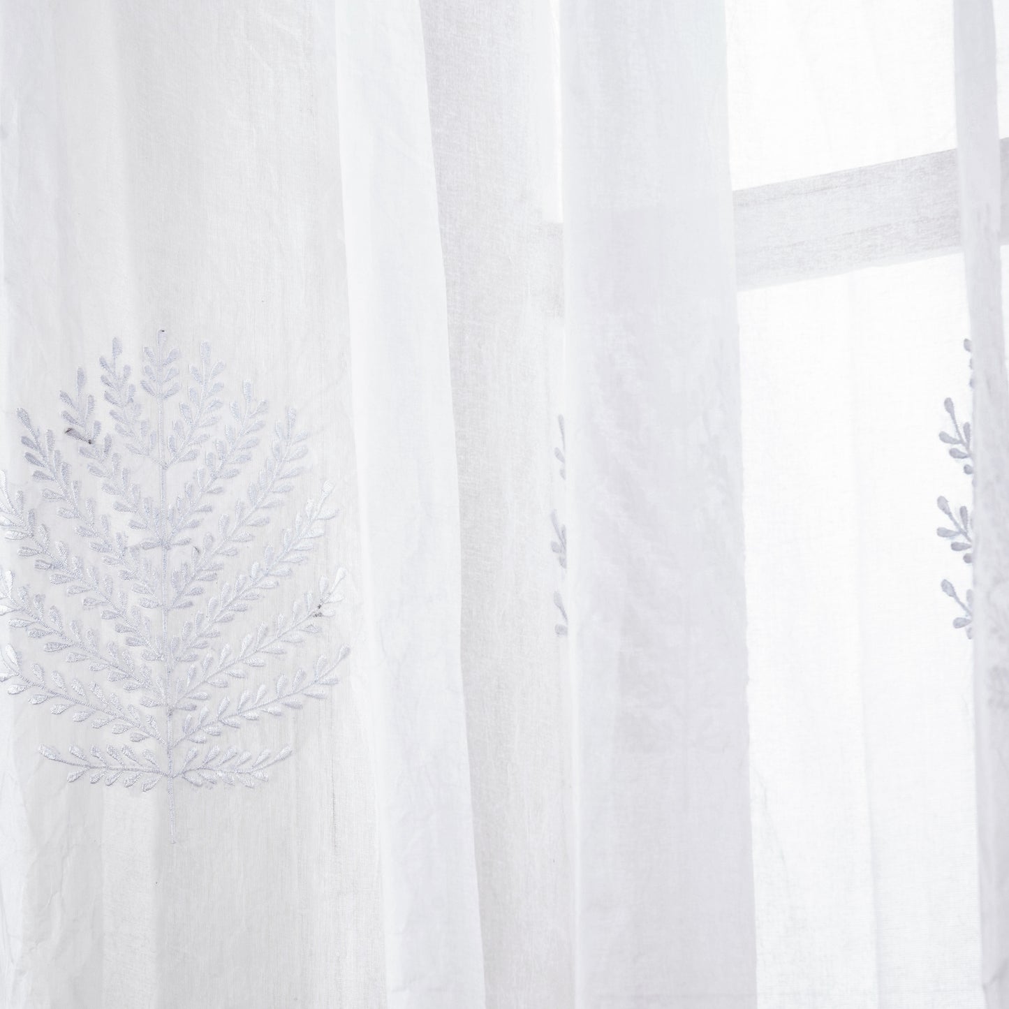 ORGANDY curtain with fern embroidery - sizes available