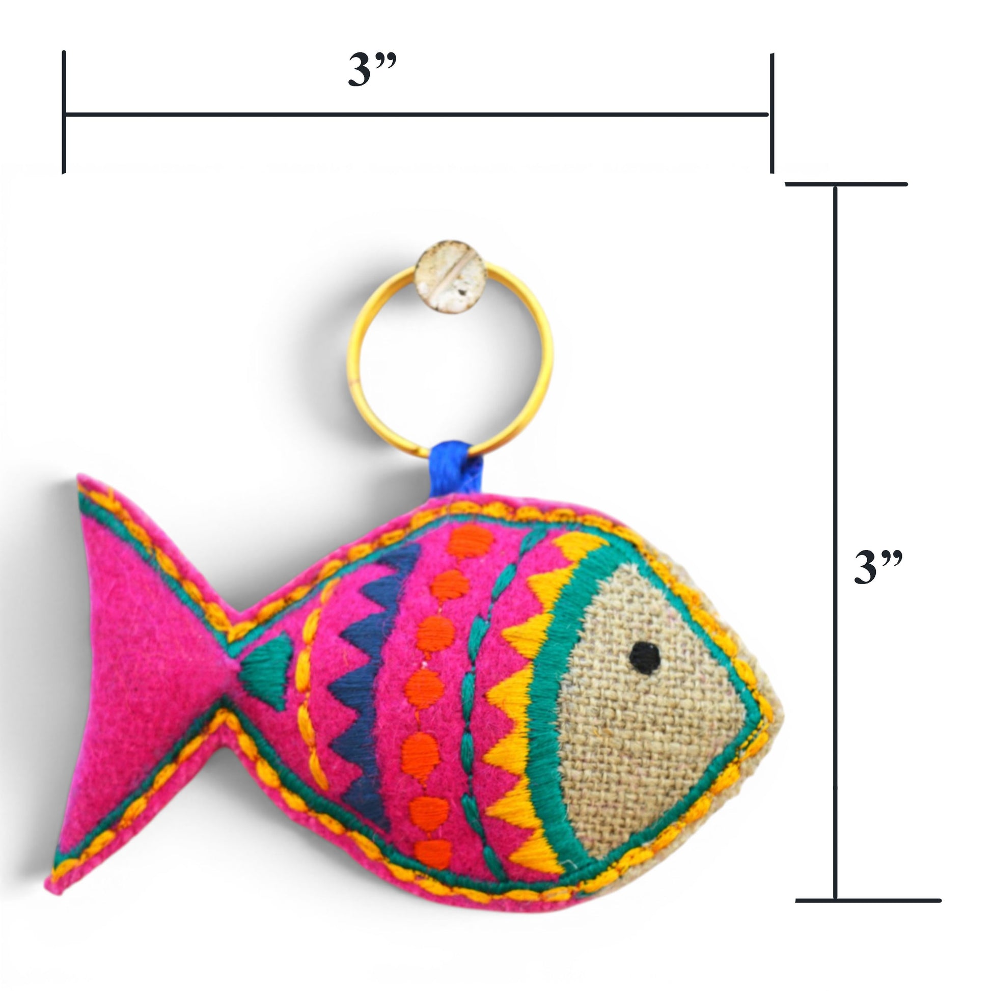 Multicolour Fish Tassel | Boho Bag Charm | Handmade Linen & Felt Key Ring - Vliving