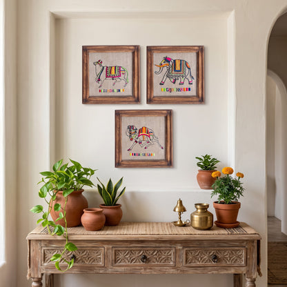 Sundari the Cow Embroidery Wall Art | Flock Collection | Hoop or Wooden Frame - Vliving