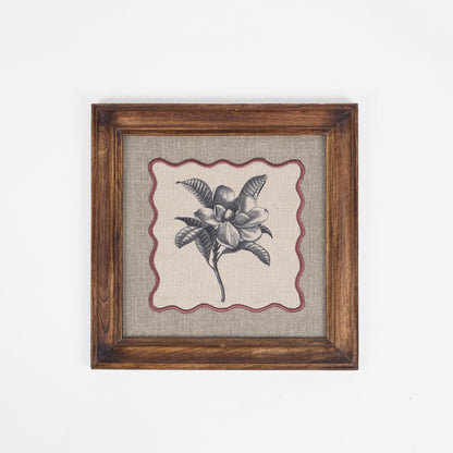 BOTANICAL wall art, Frangipani motif with wooden frame, 12X12 inches