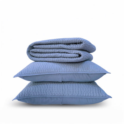 KANTHA DENIM BLUE colour handmade cotton Quilted bed set, Sizes available