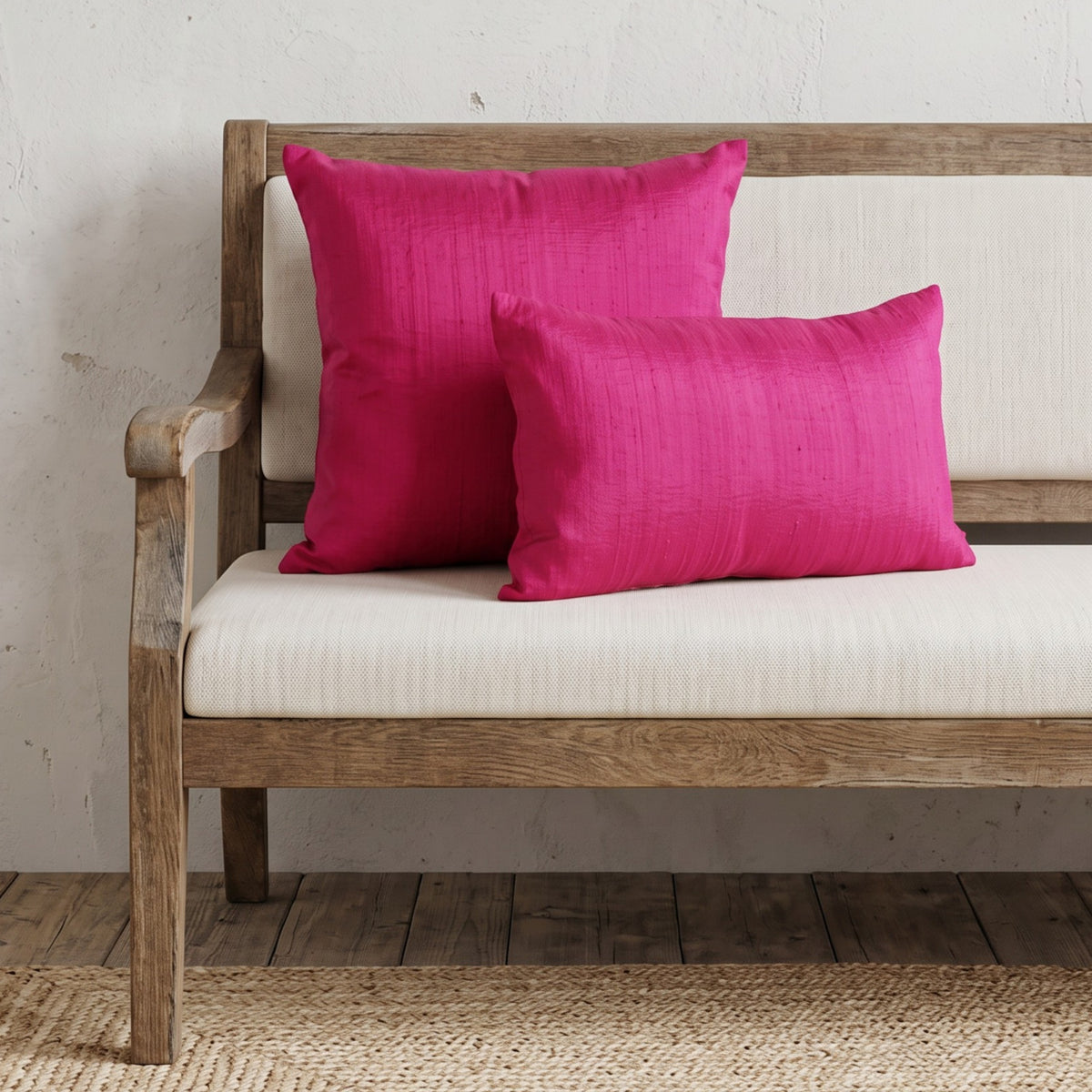 Hot Pink Pure Dupioni Silk Cushion Cover | Reversible | Concealed Zip | Muslin Lined