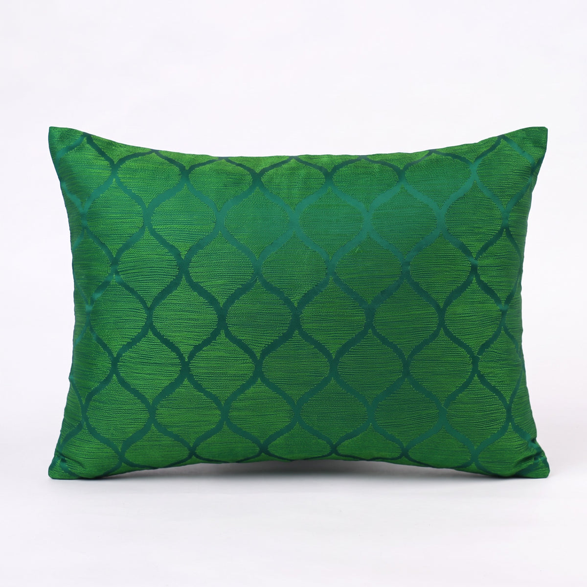 Shadow – Green Ogee Embroidered Cushion Cover | Poly Taffeta | 3 Sizes - Vliving