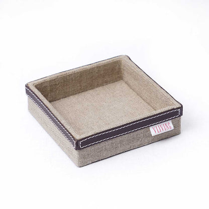 Trays in Natural Linen with Brown Leather trims, Rustic Holiday Decor Christmas, sizes available