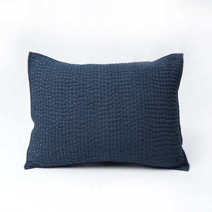 Indigo Kantha pillow shams - hand quilted 4 layer muslin gauze, sizes available