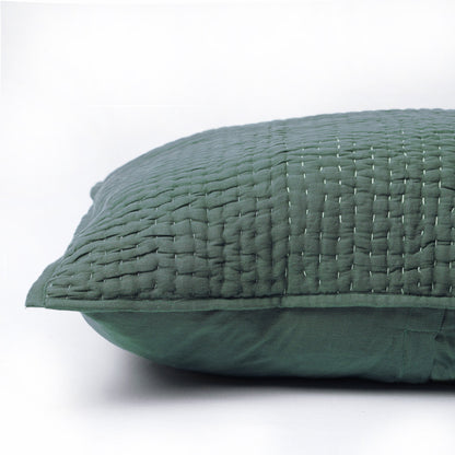 Olive Green quilted pillow shams - hand quilted 4 layer muslin gauze, sizes available