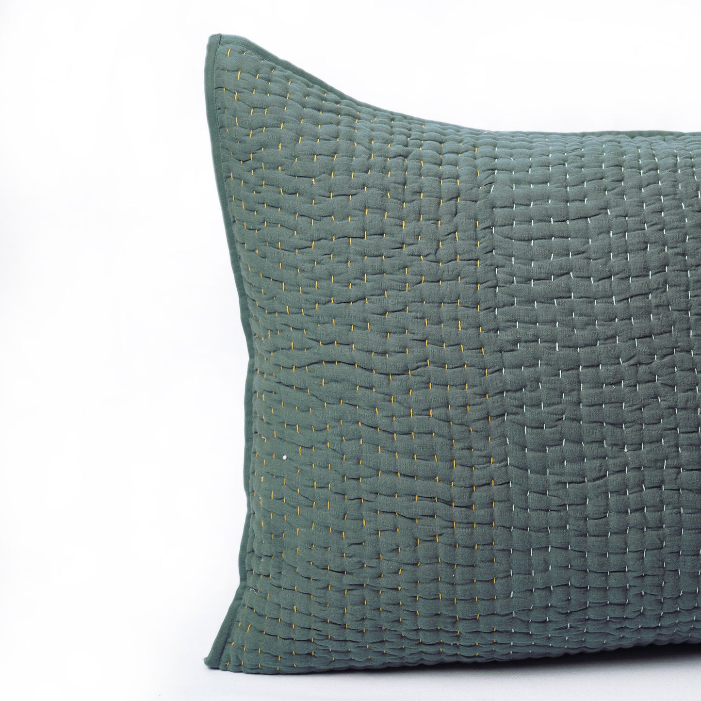 Olive Green quilted pillow shams - hand quilted 4 layer muslin gauze, sizes available