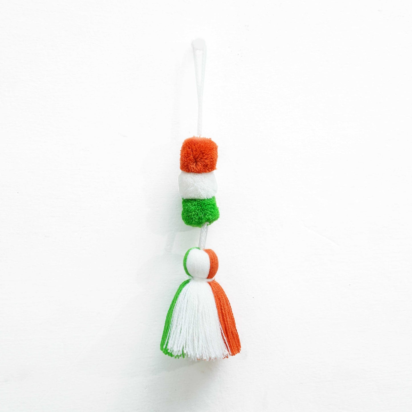 Tricolour tassel, handmade, boho charm, size 7.5 inches