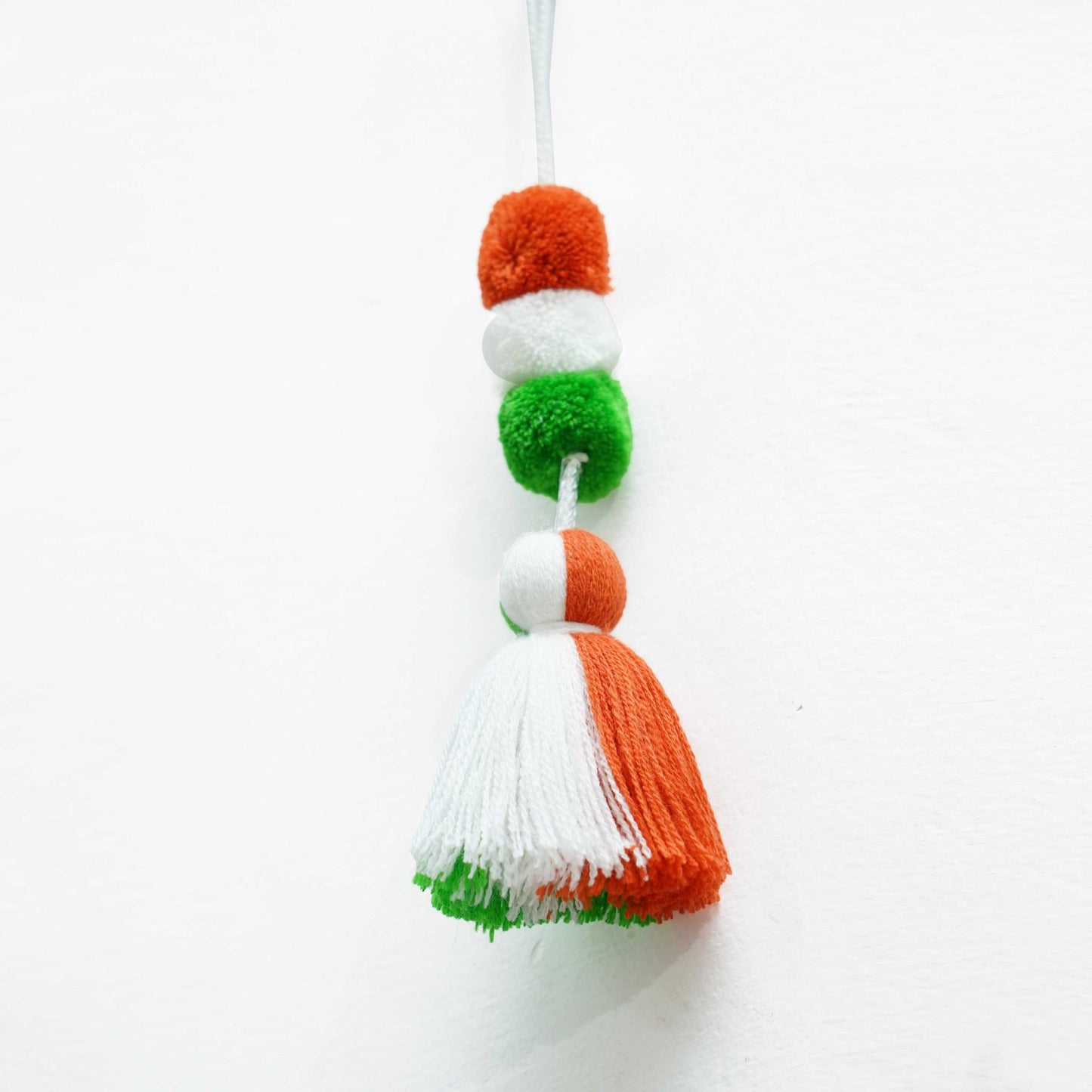 Tricolour tassel, handmade, boho charm, size 7.5 inches