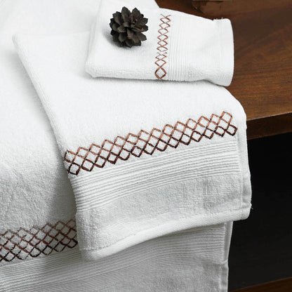 Embroidered white organic cotton Bath towels, sizes available