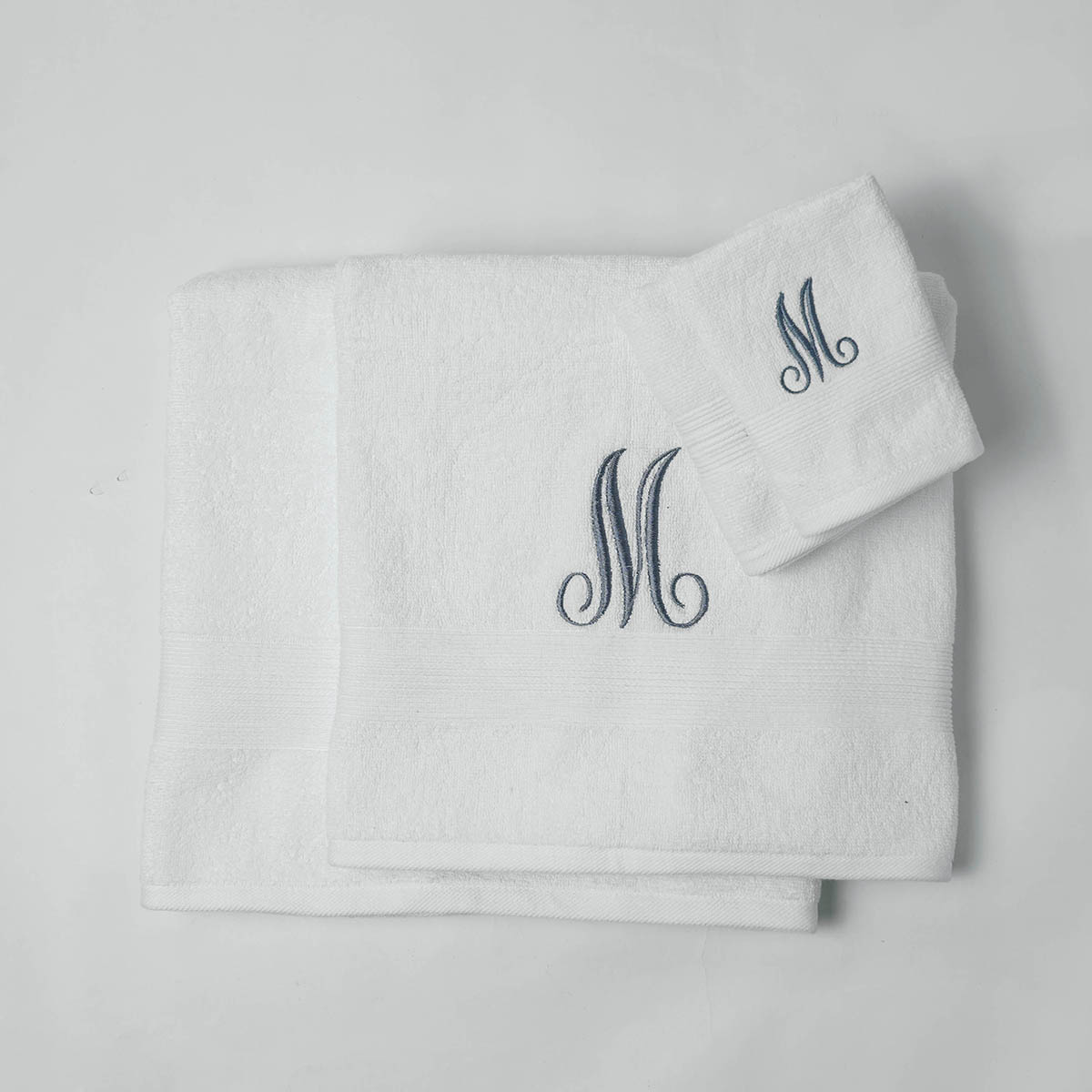 Monogrammed white organic cotton Bath towels, sizes available