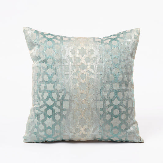 Imperial - Sage Green moroccan pattern Embroidered pillow cover, Linen blend fabric, available in 16X16 inches, custom sizes on request
