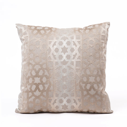 Imperial - Beige moroccan pattern Embroidered pillow cover, Linen blend fabric, available in 16X16 inches, custom sizes on request