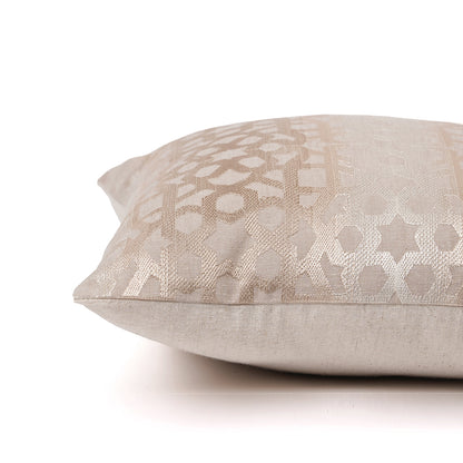 Imperial - Beige moroccan pattern Embroidered pillow cover, Linen blend fabric, available in 16X16 inches, custom sizes on request