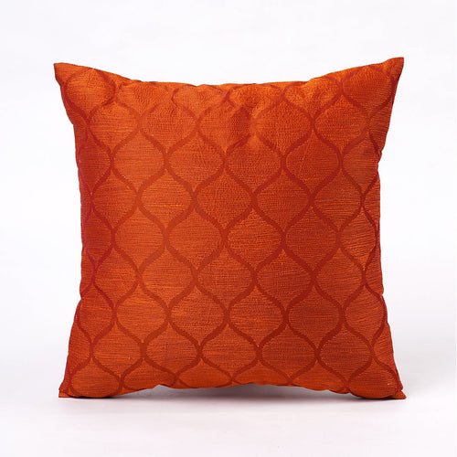 Shadow – Rust Ogee Embroidered Cushion Cover | Poly Taffeta | 3 Sizes