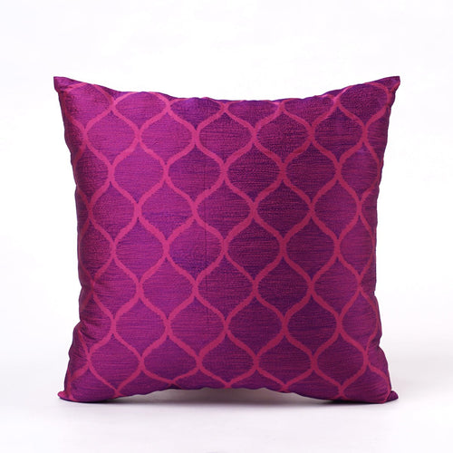 Shadow – Magenta & Purple Ogee Embroidered Cushion Cover | Poly Taffeta | 3 Sizes