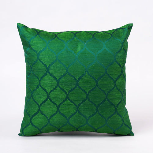 Shadow – Green Ogee Embroidered Cushion Cover | Poly Taffeta | 3 Sizes