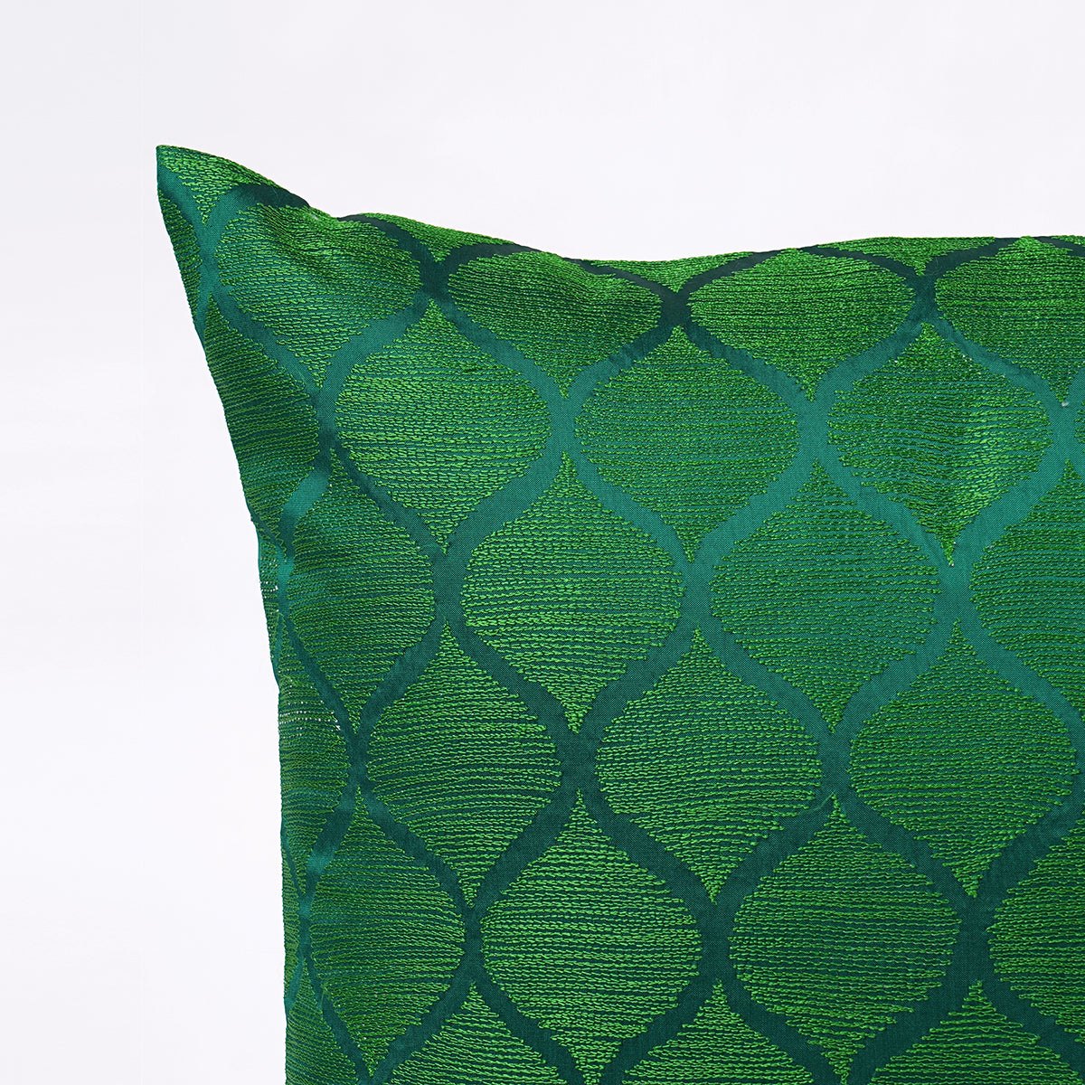 Shadow - Green ogee pattern embroidered pillow cover, Polytafetta pillow cover, sizes available