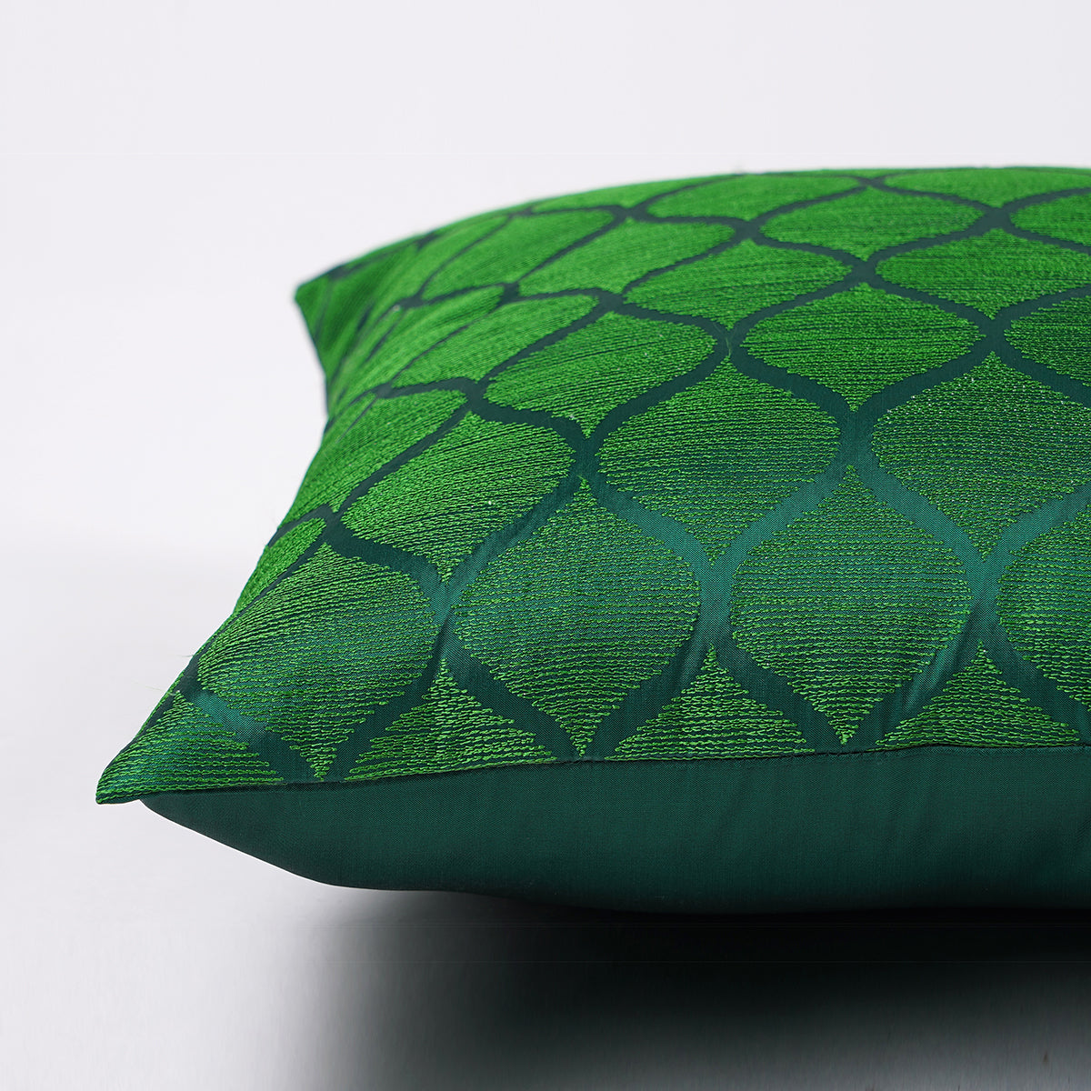 Shadow - Green ogee pattern embroidered pillow cover, Polytafetta pillow cover, sizes available