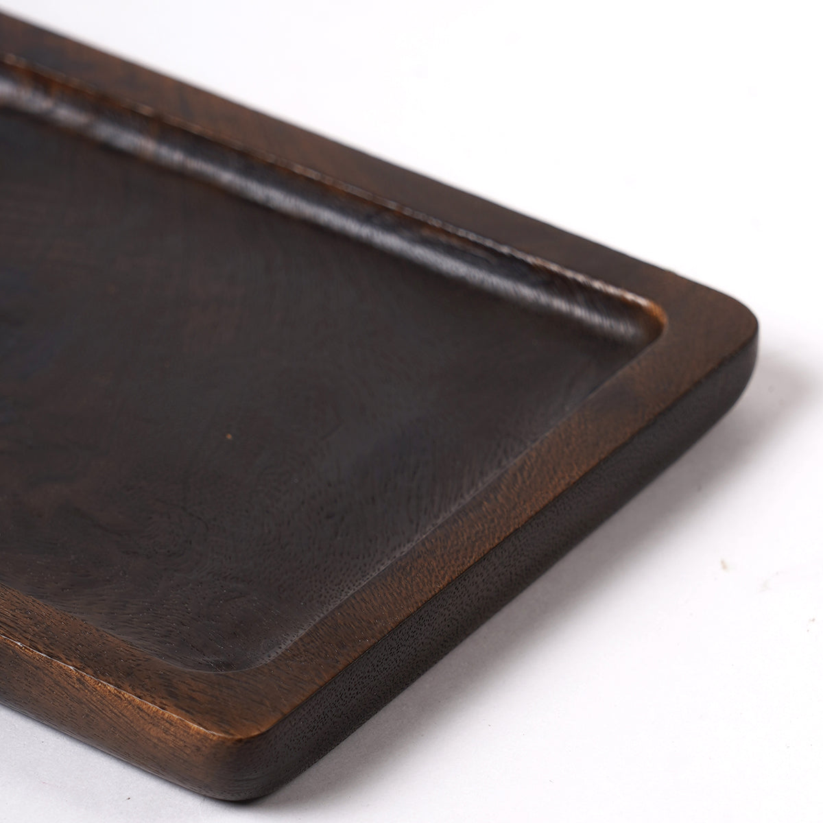 Wooden tray, dark brown, round edged rustic serving tray, farmhouse decor, 6X10 inches