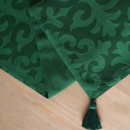 Tropical Green table runner, moroccan print in 100% cotton, sizes available