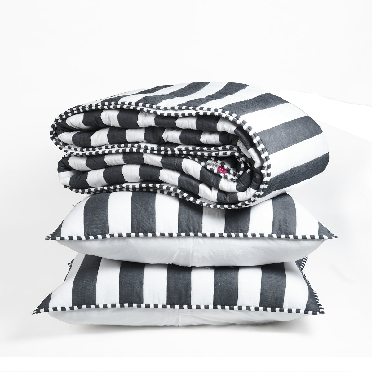 Black and White Stripe Cotton Quilt Set | Stripe Pattern Quilting