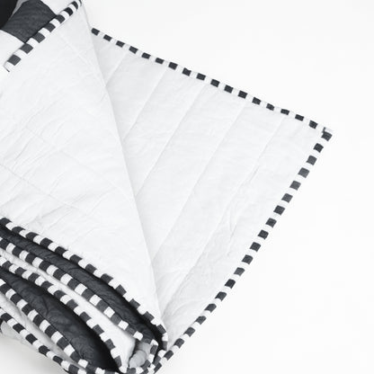 Black and White Stripe Cotton Quilt Set | Stripe Pattern Quilting