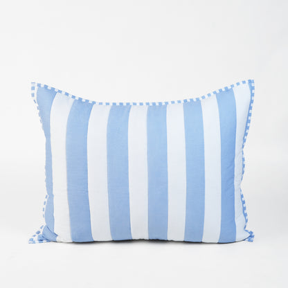 Blue and White Stripe Cotton Quilt Set | Stripe Pattern Quilting