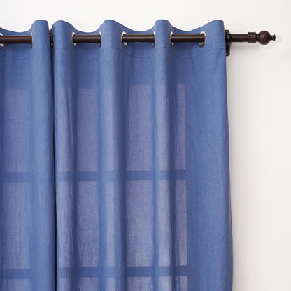 Curtain, Sheer cotton voile, denim blue, window panel, home decor, sizes available