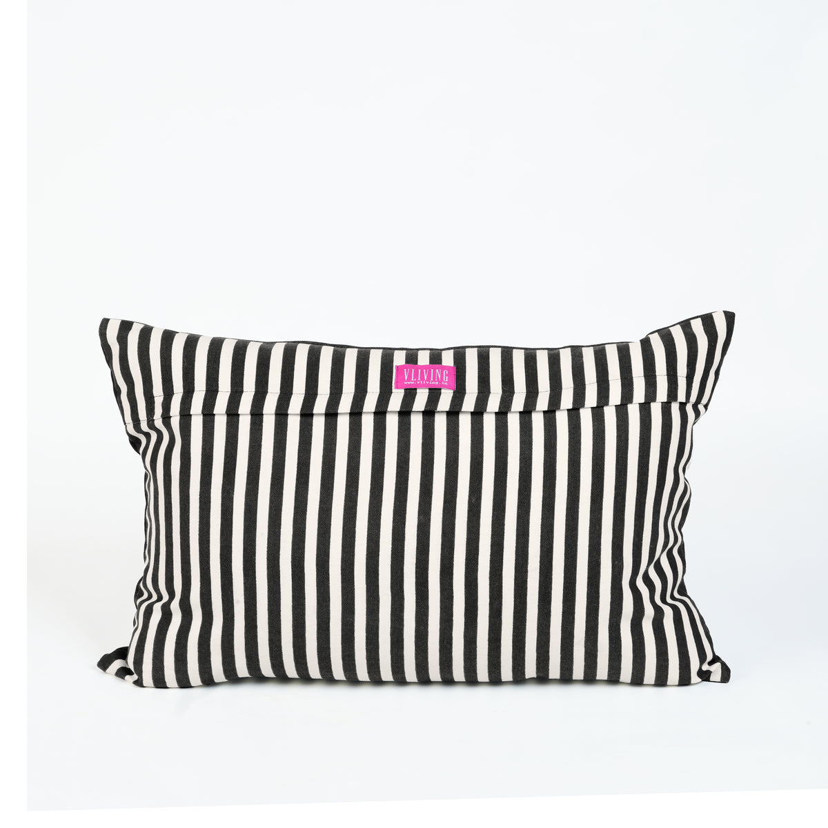CABANA CLUB - Black & White Oblong Botanical Embroidery Pillow | 14X21 inches