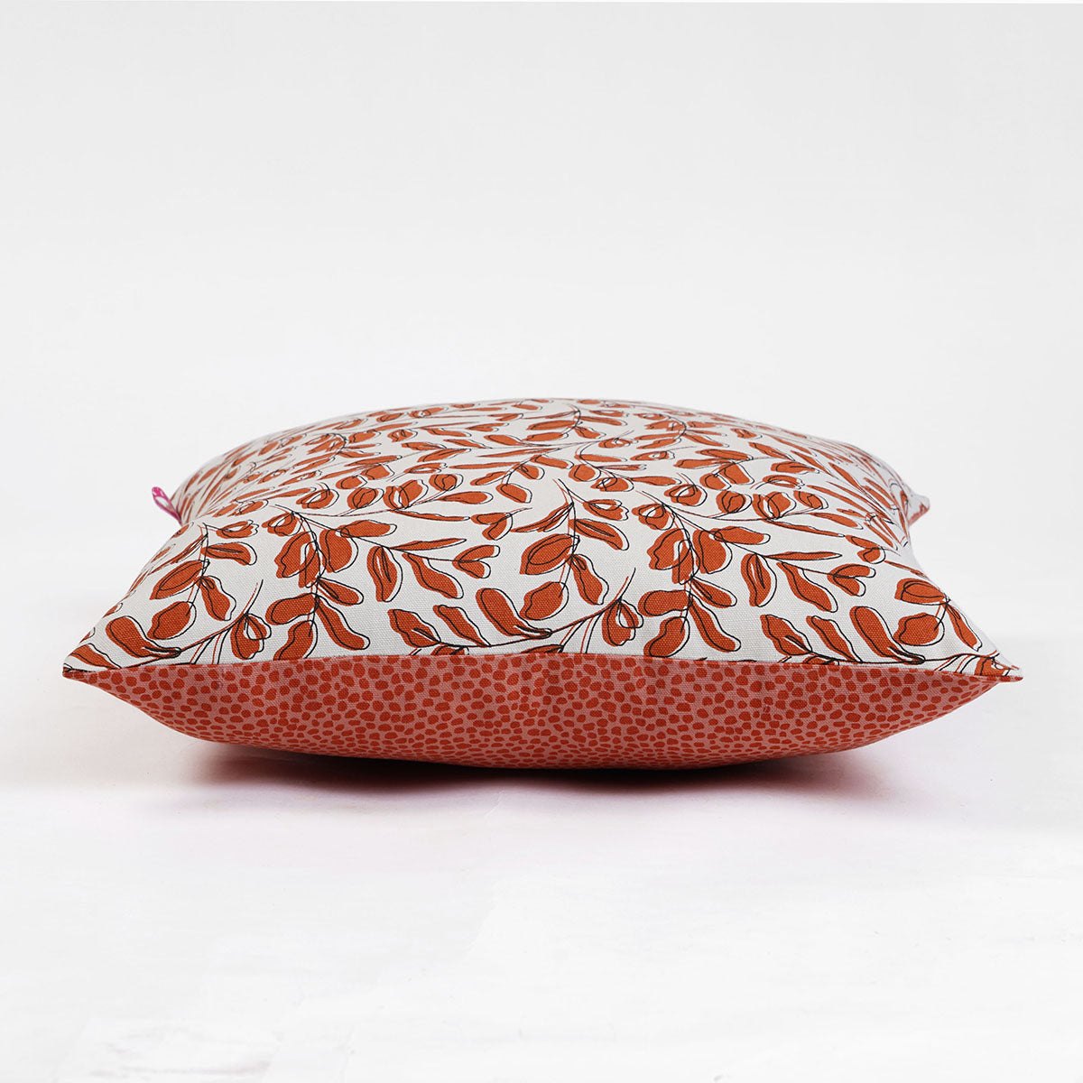 MODERN RETRO - Terracotta reversible cotton throw pillow cover, leaf print, sizes available.