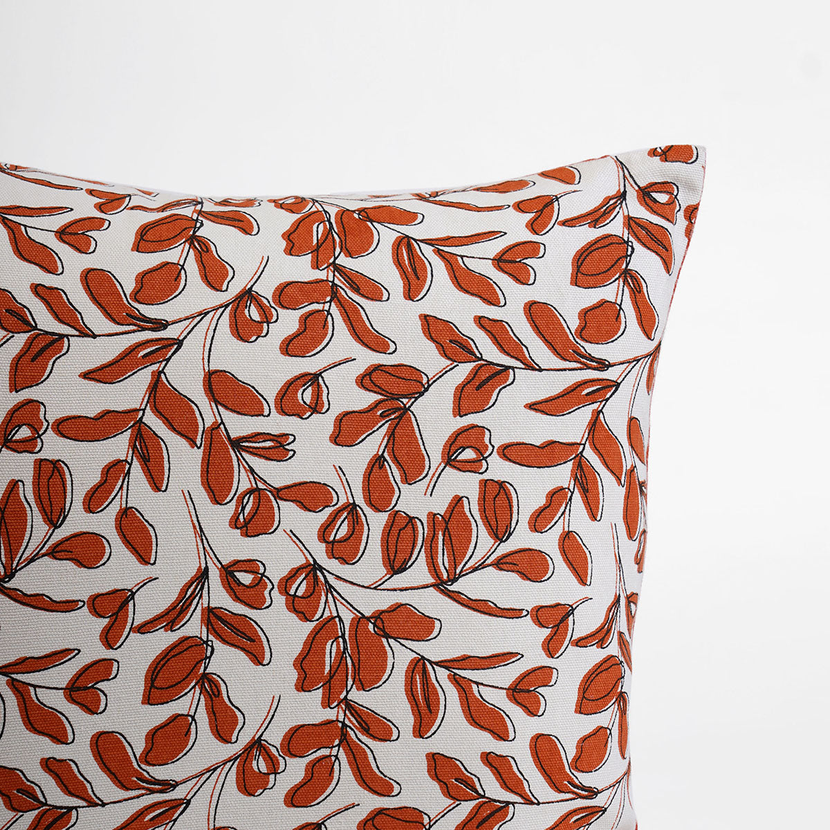MODERN RETRO - Terracotta reversible cotton throw pillow cover, leaf print, sizes available.