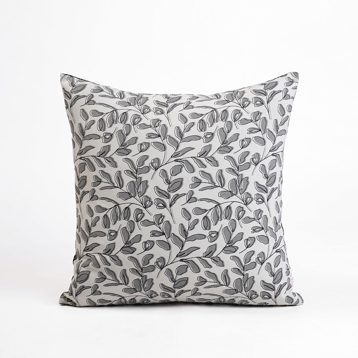 MODERN RETRO - Grey reversible cotton throw pillow cover, leaf print, sizes available.