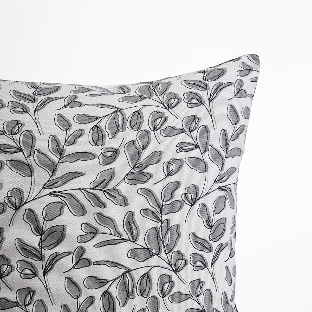 MODERN RETRO - Grey reversible cotton throw pillow cover, leaf print, sizes available.