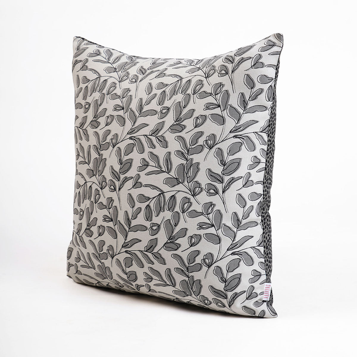 MODERN RETRO - Grey reversible cotton throw pillow cover, leaf print, sizes available.