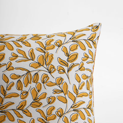 MODERN RETRO - Mustard Yellow reversible cotton throw pillow cover, leaf print, sizes available