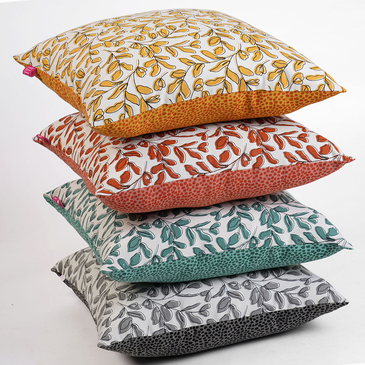 MODERN RETRO - Aqua Green reversible cotton throw pillow cover, leaf print, sizes available