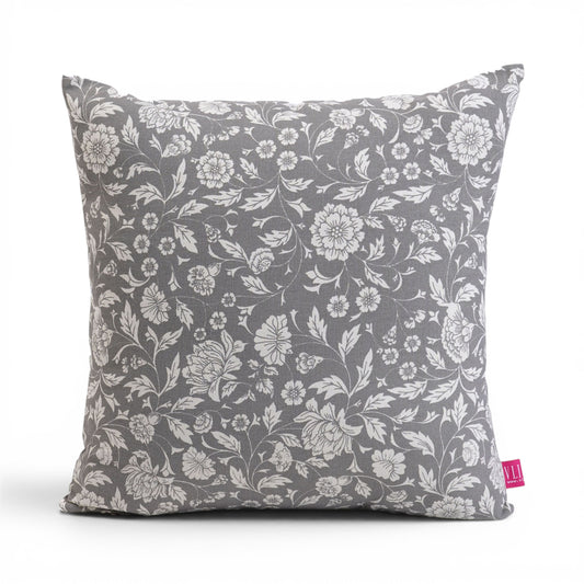 Grey - Kalamkari cushion cover, Cotton pillow cover