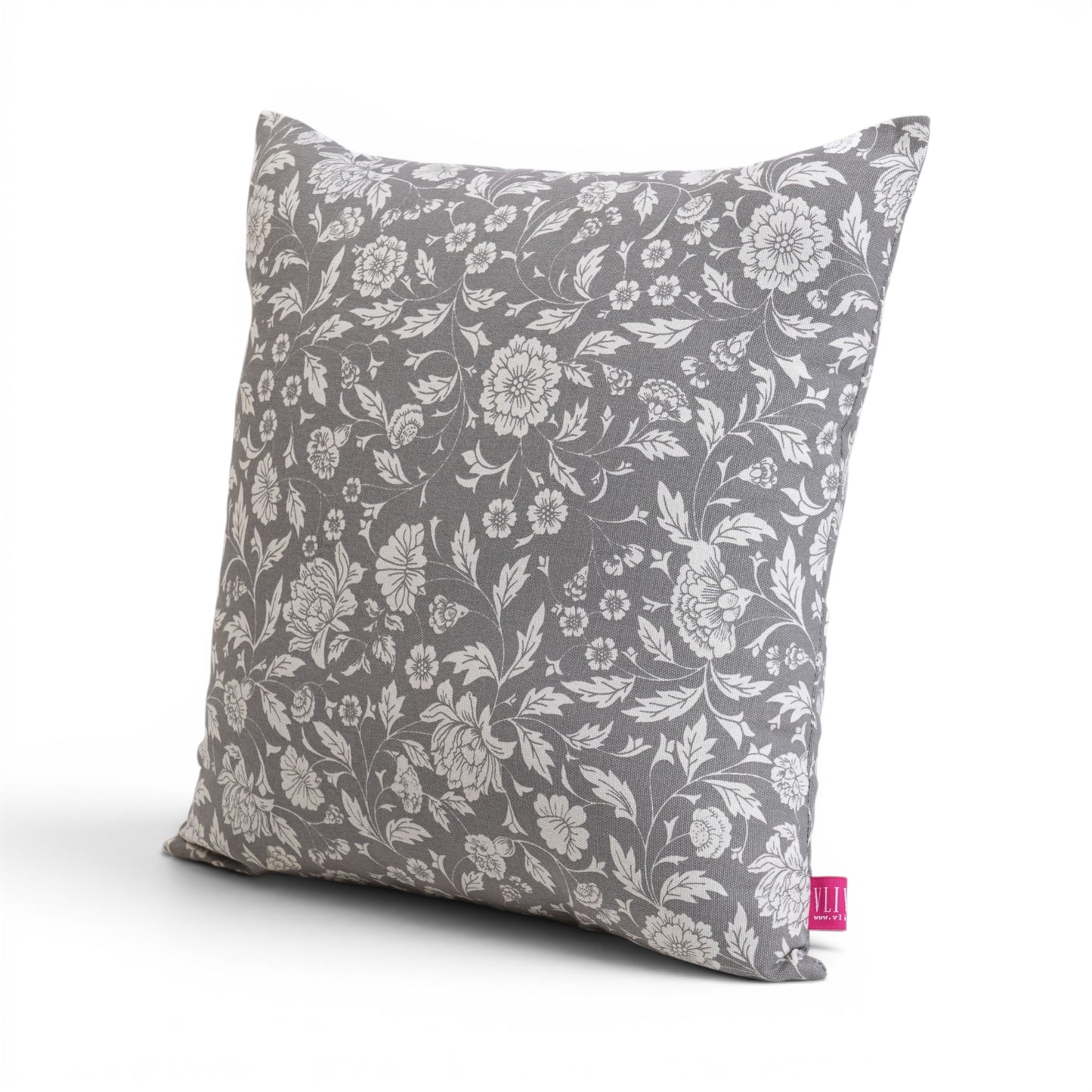 Grey - Kalamkari cushion cover, Cotton pillow cover - Vliving