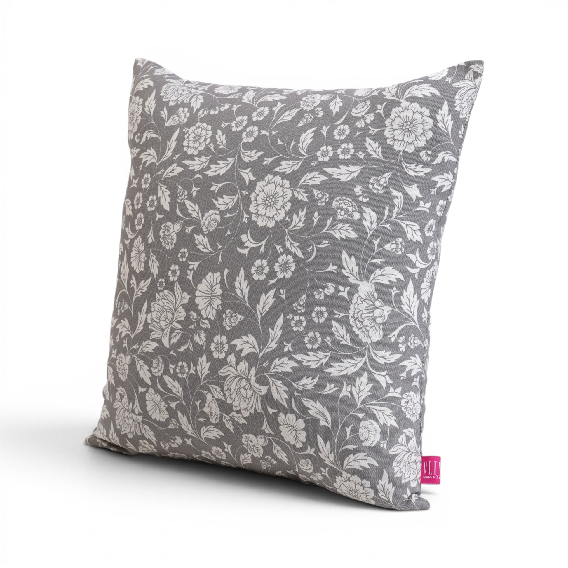 Grey - Kalamkari cushion cover, Cotton pillow cover - Vliving