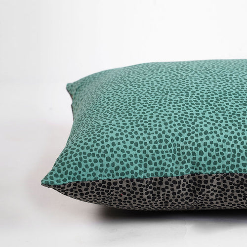 MODERN RETRO - Aqua green & charcoal grey reversible throw pillow cover, dot print, cotton pillow, sizes available.