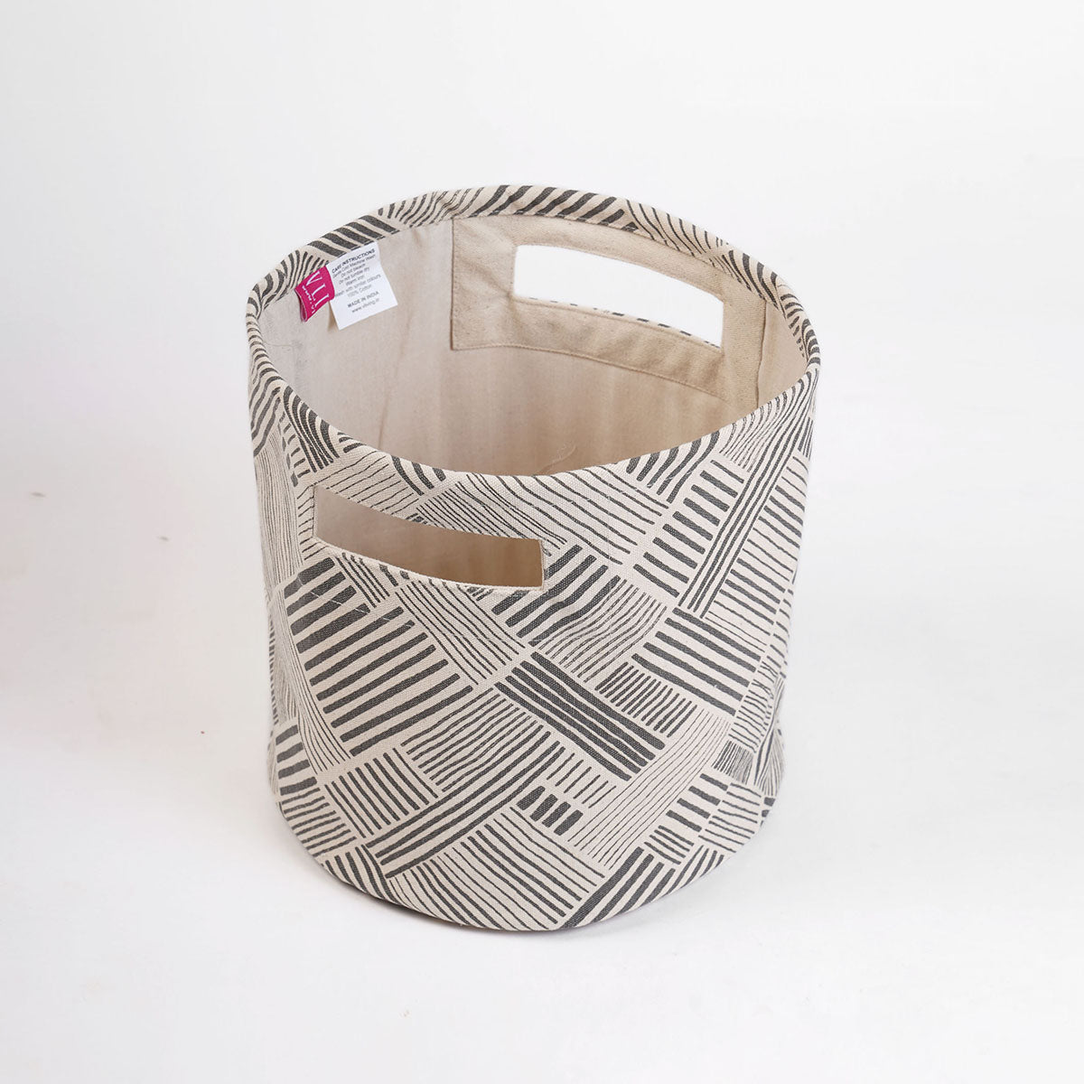 MODERN RETRO - Canvas basket, grey stipe print, storage basket, fabric bin, sizes available