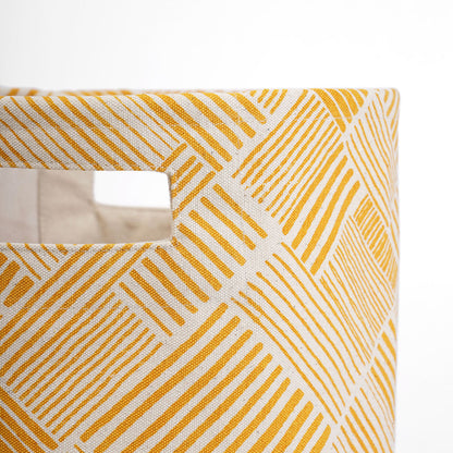 MODERN RETRO - Canvas basket, mustard yellow stipe print, storage basket, fabric bin, sizes available