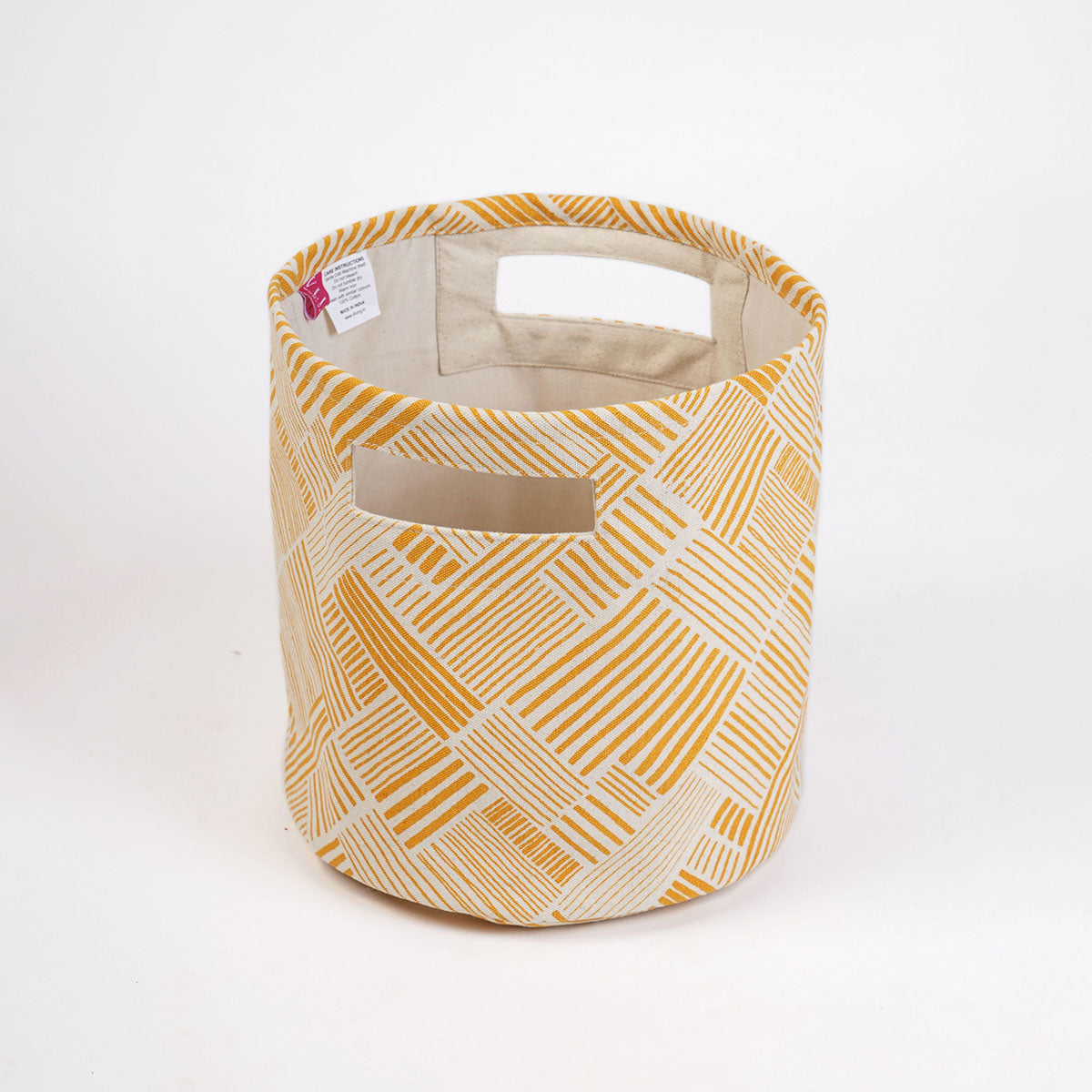 MODERN RETRO - Canvas basket, mustard yellow stipe print, storage basket, fabric bin, sizes available